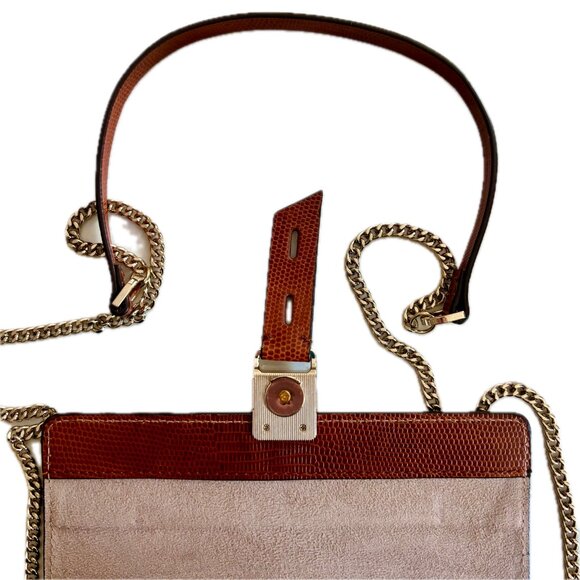 REISS Mini Aubrey Embossed Leather Crossbody Bag Gold Chain & Leather Strap NWOT - Picture 7 of 15